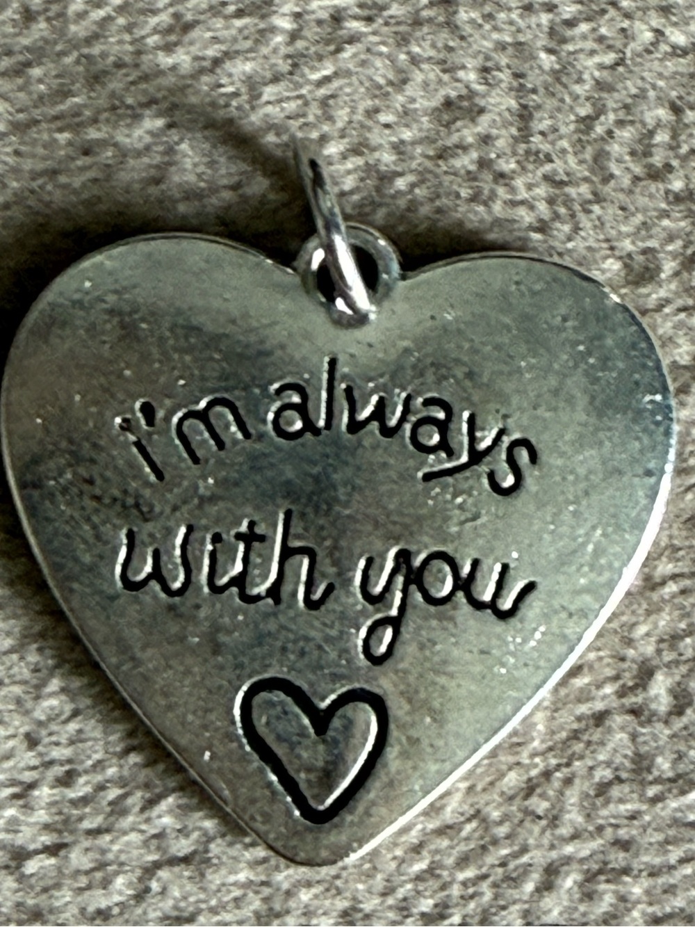 Heart Pendant Charm "I'm Always With You" in Silver
